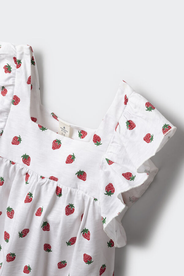 Springfield Kids Camiseta da menina morango branco