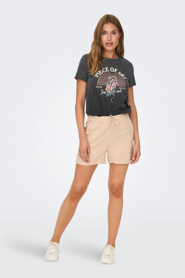 Only Camiseta com letras cinzento