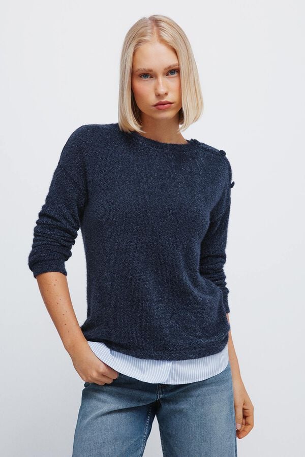 Springfield Camisola chenille combinada azul