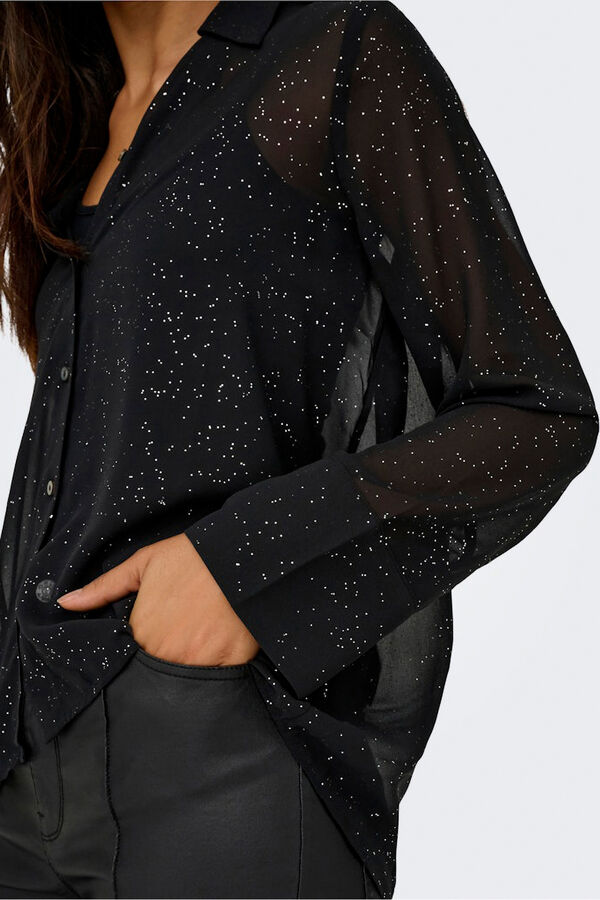 Only Camisa de gasa con glitter negro