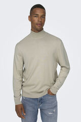 Only & Sons Camisola gola dobrada cinzento