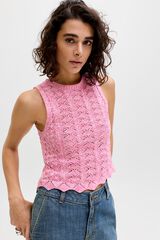 Jack & Jones Top punto calado rosa