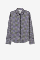 Tiffosi Camisa de cetim com estampa geom&eacute;trica azul