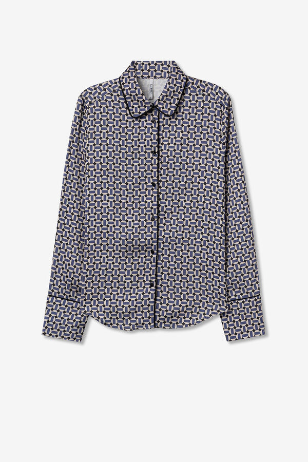 Tiffosi Camisa de cetim com estampa geom&eacute;trica azul