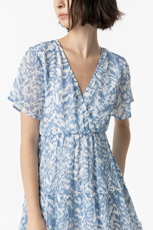 Tiffosi Vestido Estampado con Cortes azul