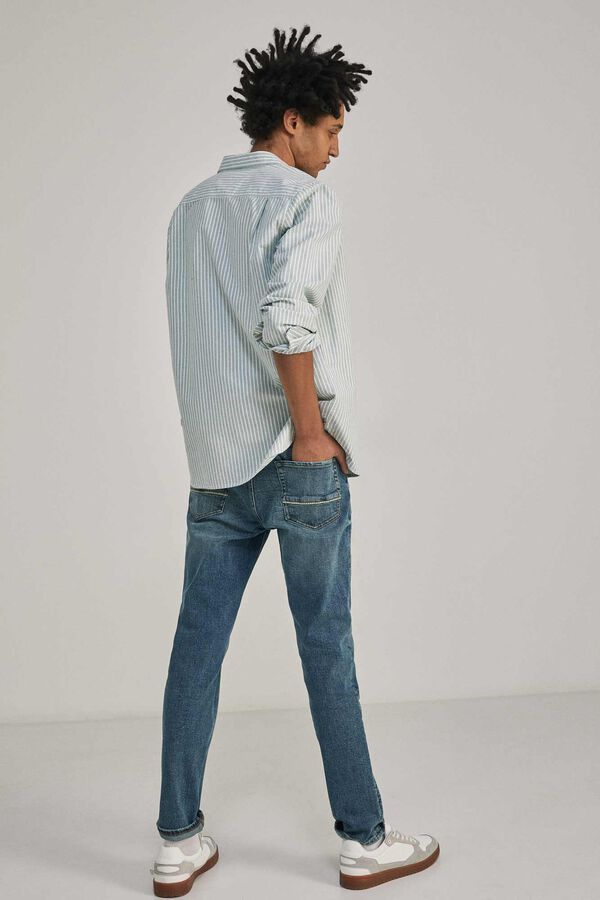 Springfield Jeans slim lavado medio ensuciado turquesa