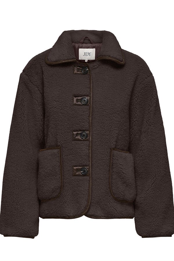 JDY Abrigo teddy marr&oacute;n