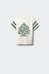 Springfield Kids T-shirt de manga curta com &aacute;rvore &agrave;s riscas para crian&ccedil;a bege