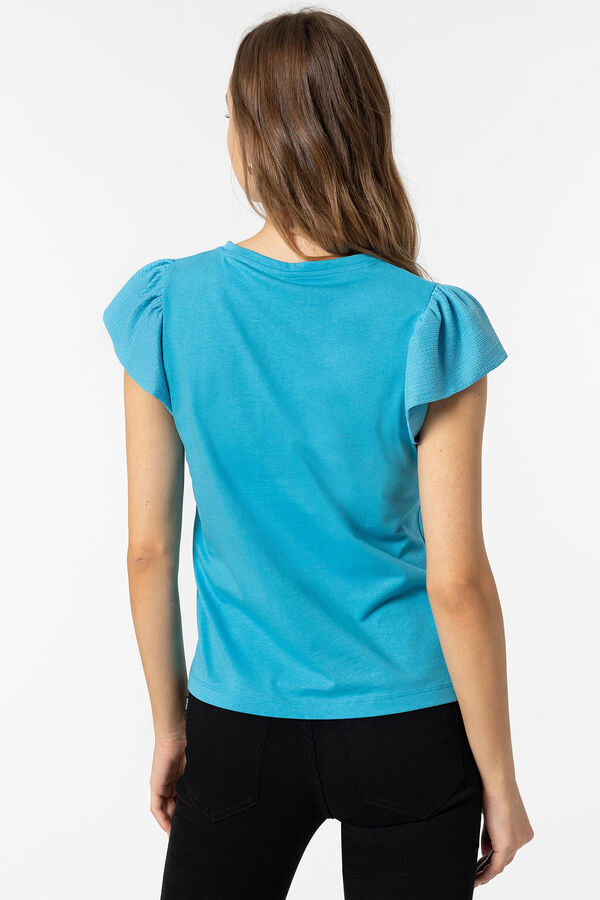Springfield T-shirt mangas com efeito enrugado azulado