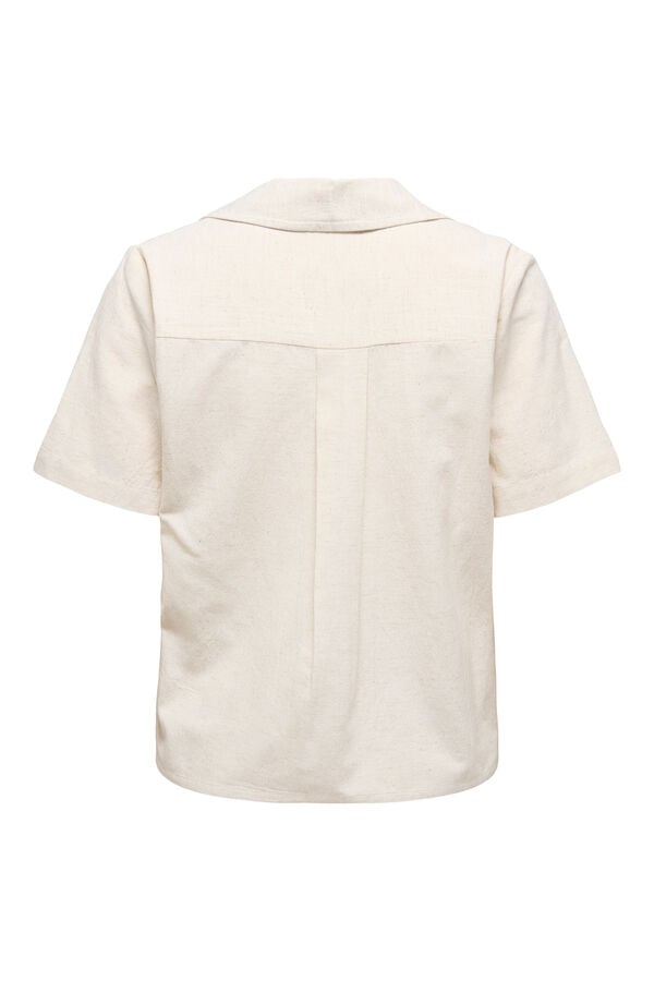 JDY Camisa de manga curta em linho bege