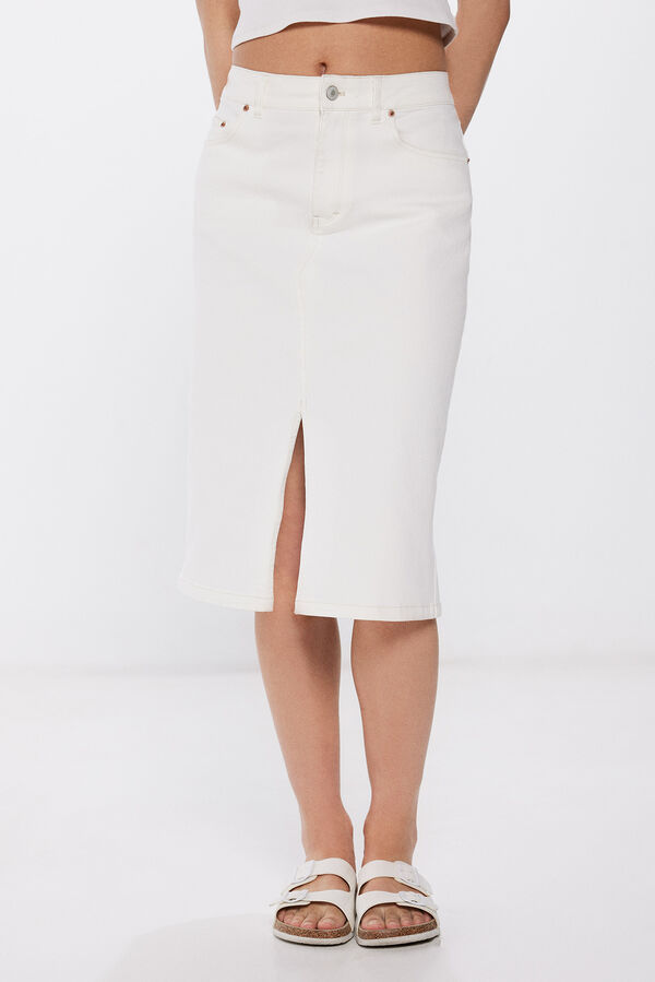 Springfield Falda Midi Vaquera blanco