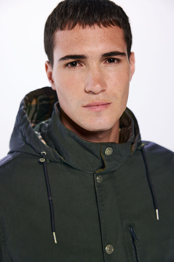 Springfield Parka de algod&atilde;o com capuz remov&iacute;vel estampado