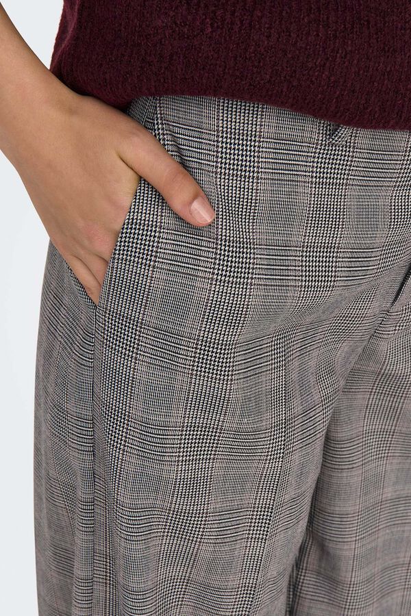 Only Pantal&oacute;n recto de cuadros gris