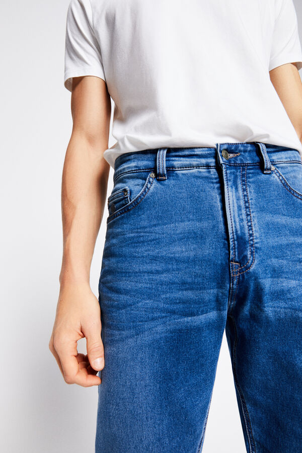 Springfield Jeans comfort slim crop lavado medio azul medio