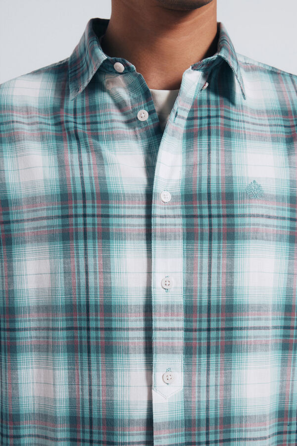Springfield Camisa xadrez de algod&atilde;o verde