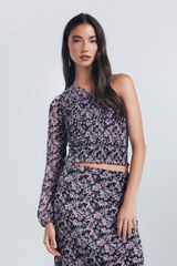 Springfield Blusa asim&eacute;trica smock negro