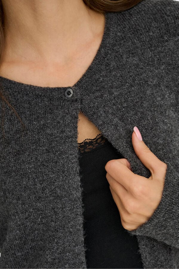 JDY Malha de casaco de malha cinzento