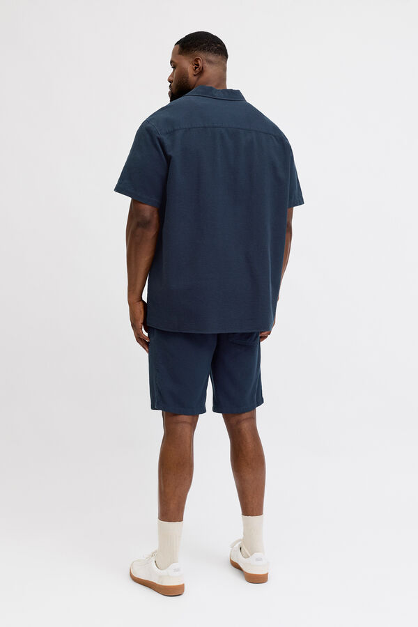Jack & Jones PLUS Bermuda loose fit em algod&atilde;o azul