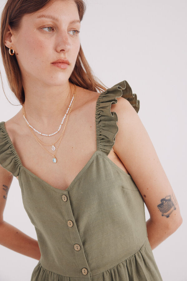 Springfield Mono largo tirantes volantes algodón gris