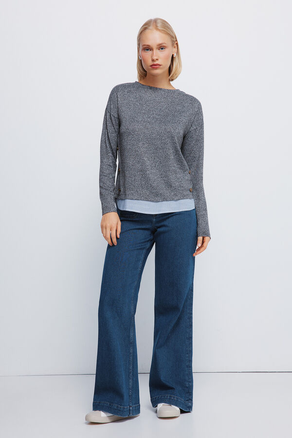 Springfield T-shirt combinada com bot&otilde;es laterais cinzento