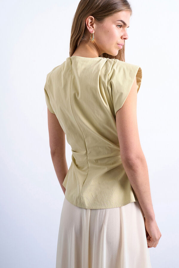 Topshop Top b&aacute;sica de manga curta cru