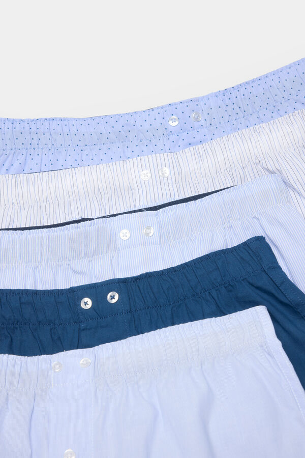 Springfield Pack de 5 cuecas de popelina estampadas azul