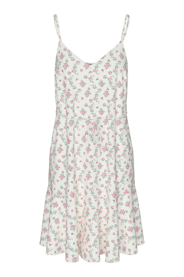 Pieces Vestido corto de tirantes fluido blanco