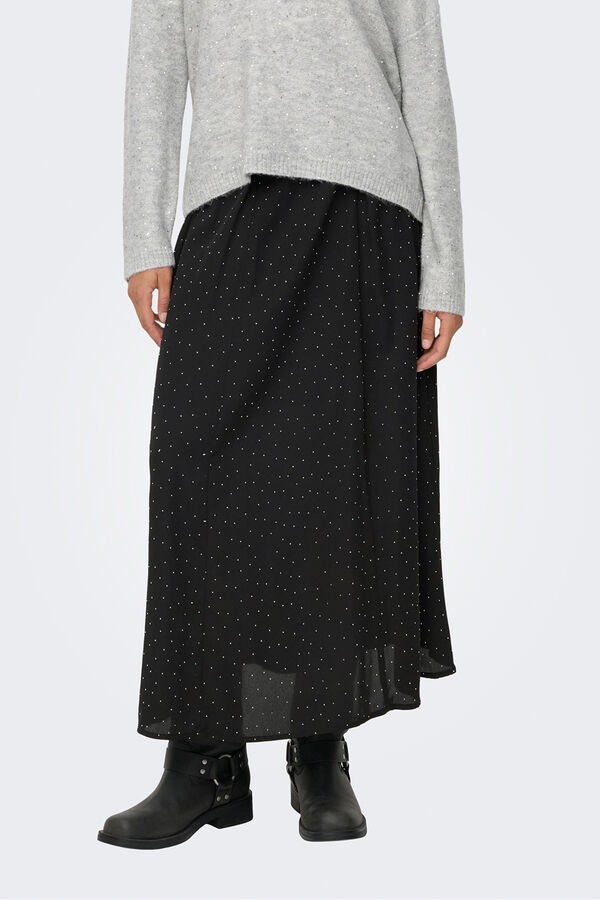 Only Falda larga glitter negro