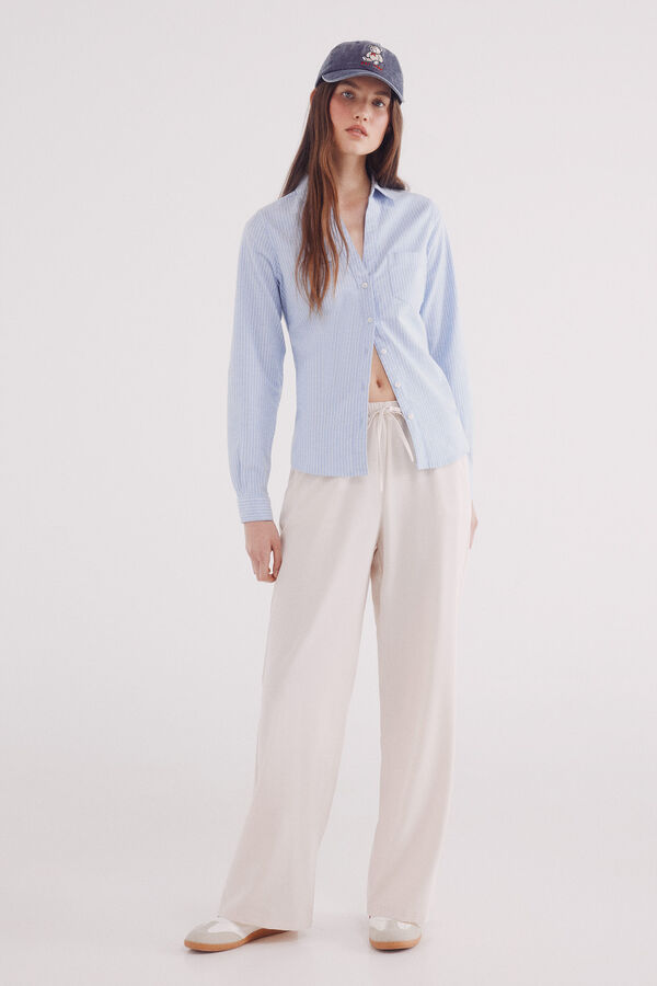 Springfield Camisa Oxford cuello abierto azul