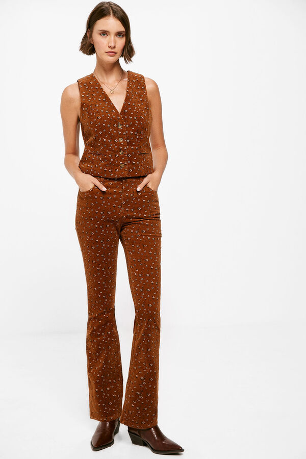 Springfield Chaleco Pana Estampado marr&oacute;n