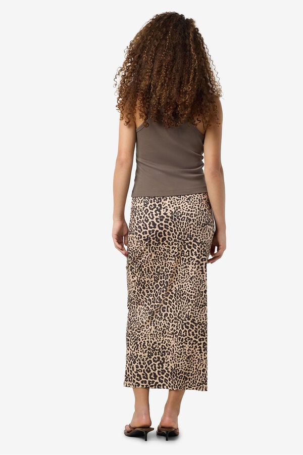 Noisy May Falda midi leopardo cinturilla tostado
