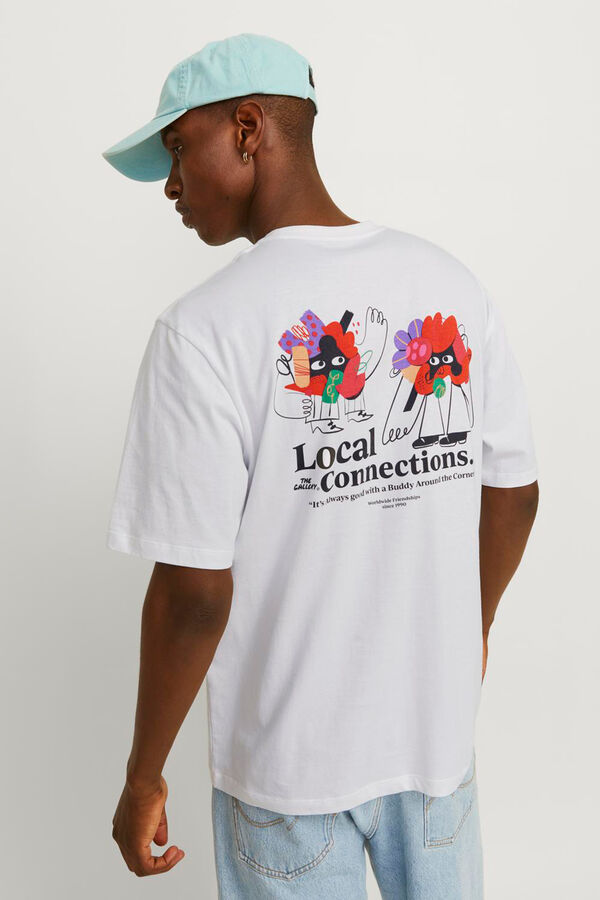 Jack & Jones Camiseta loose fit estampa blanco