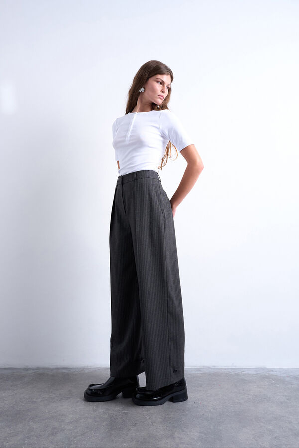 Topshop Pantalones de pierna ancha gris