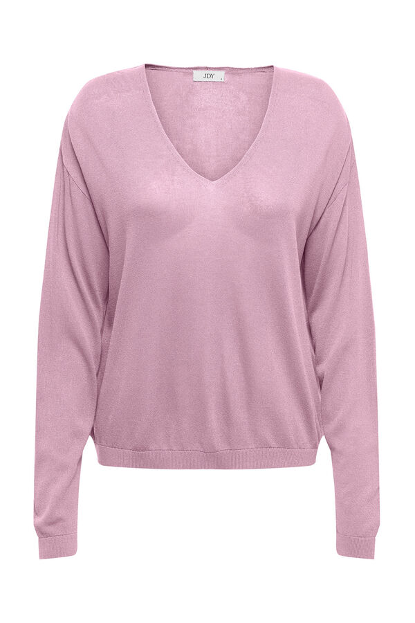 JDY Jersey fino cuello pico morado/lila