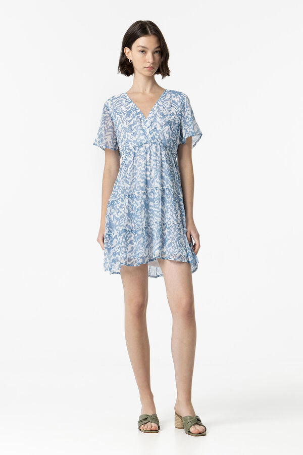 Tiffosi Vestido Estampado con Cortes azul