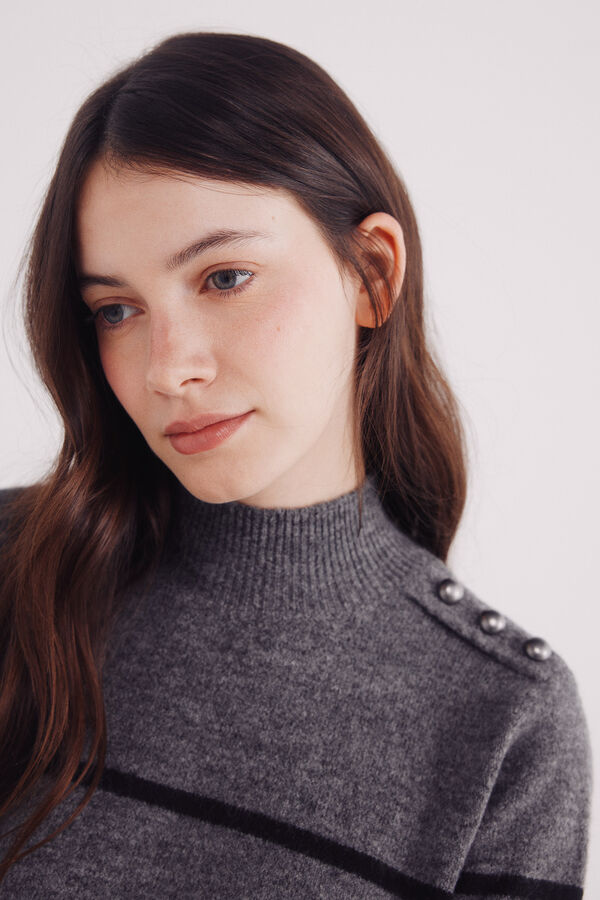 Springfield Vestido midi punto rayas gris