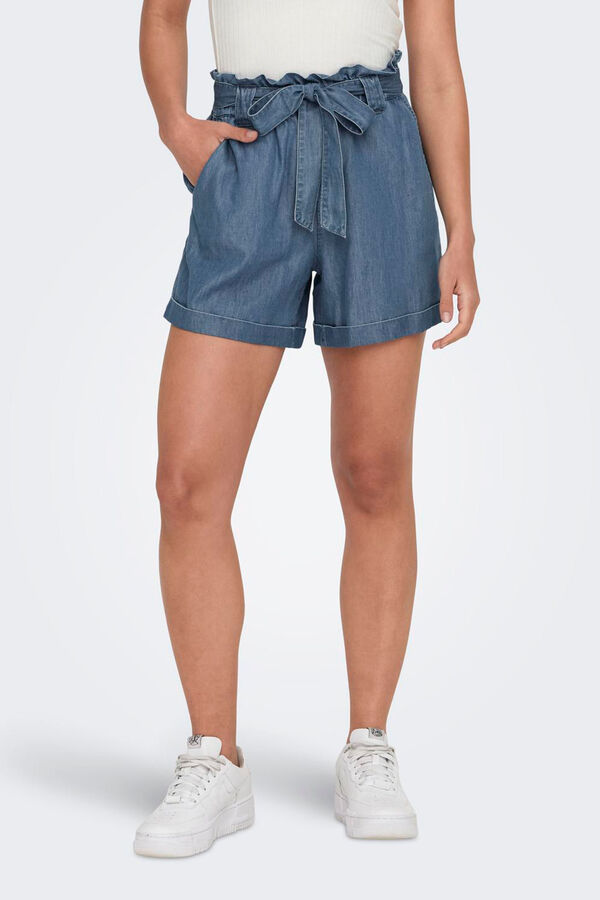 Only Short vaqueiro tiro alto azul
