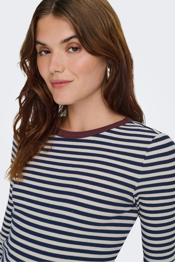 Only Camiseta de rayas manga larga azul