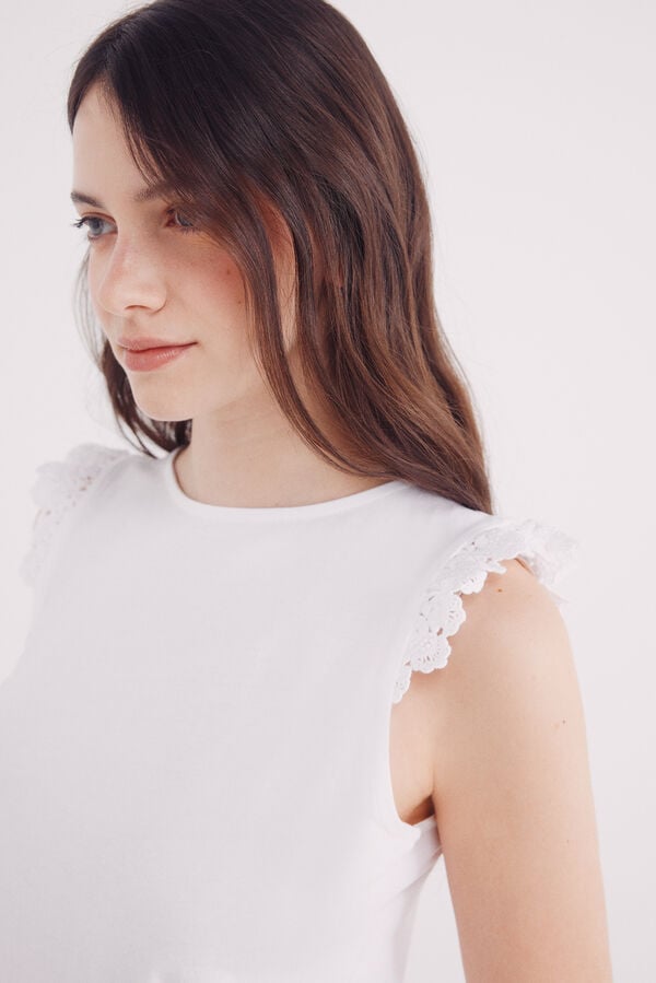 Springfield Camisa de crochet com babados estampado