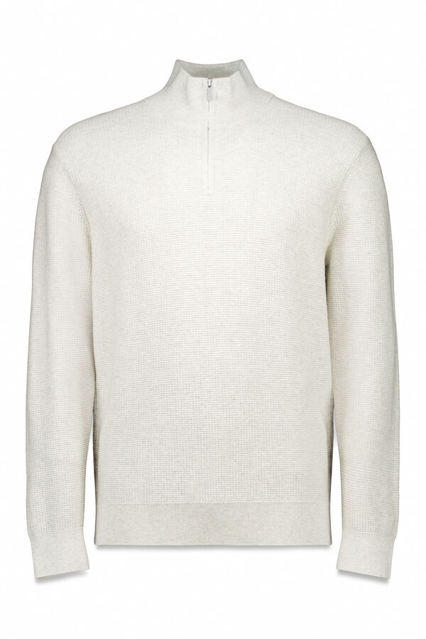Springfield Camisola com fecho-&eacute;clair liso cinzento