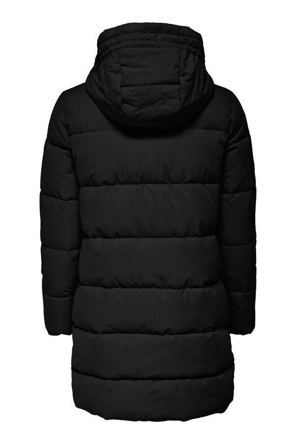Only Abrigo acolchado largo con capucha negro
