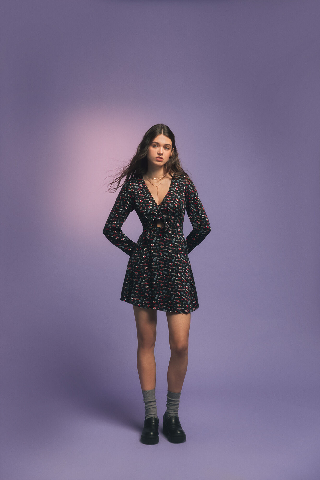 Springfield Vestido curto com decote n&oacute; estampado