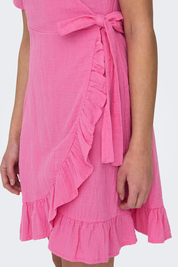 Only Vestido corto cruzado rosa