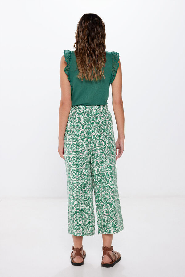 Springfield Calças culotte fluidas estampadas Caqui escuro