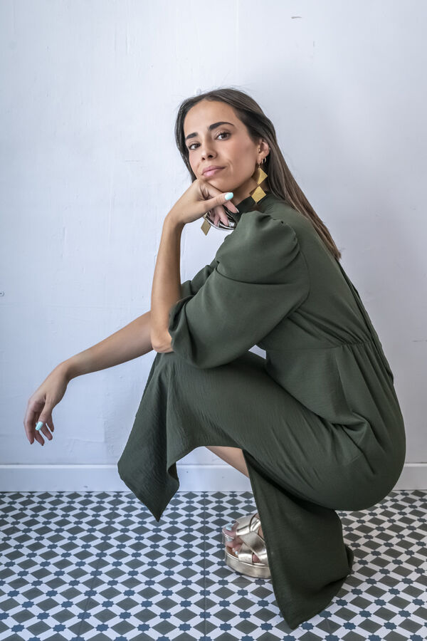 Cul Sac Vestido midi franzido Caqui escuro
