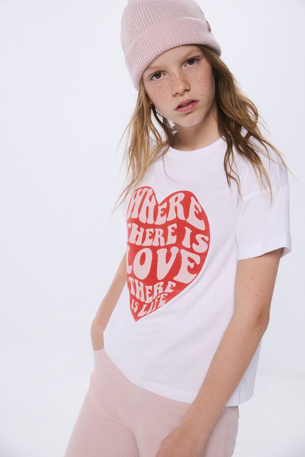 Springfield Kids Camiseta corazón niña blanco