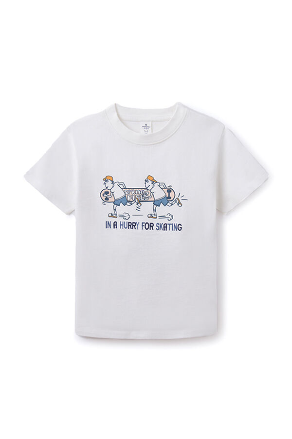 Springfield Kids T-shirt print skater menino bege