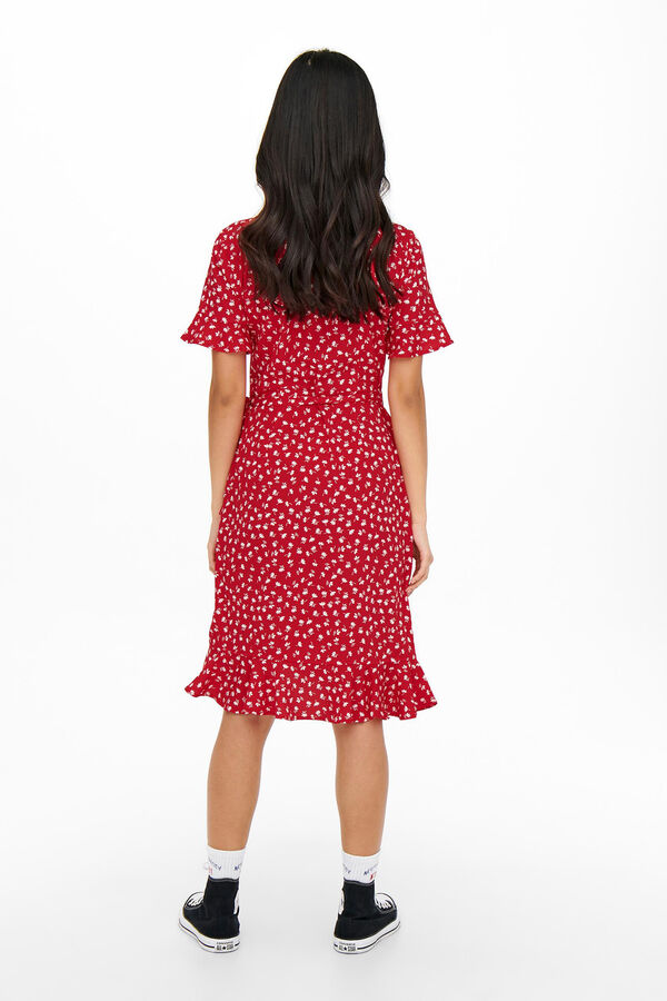 Only Vestido curto cruzado vermelho