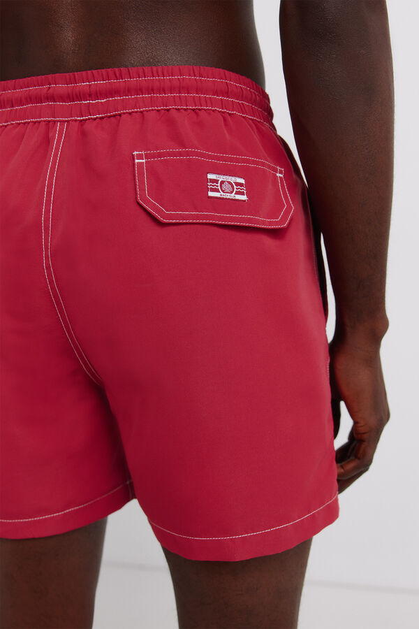 Springfield Fato de banho liso com contrastes vermelho