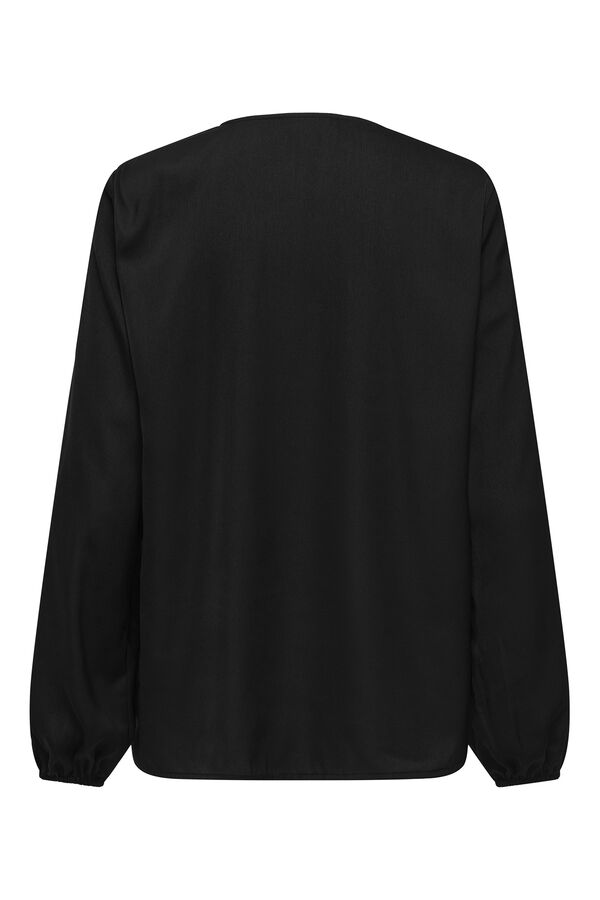 Only Blusa manga larga pu&ntilde;o el&aacute;stico negro